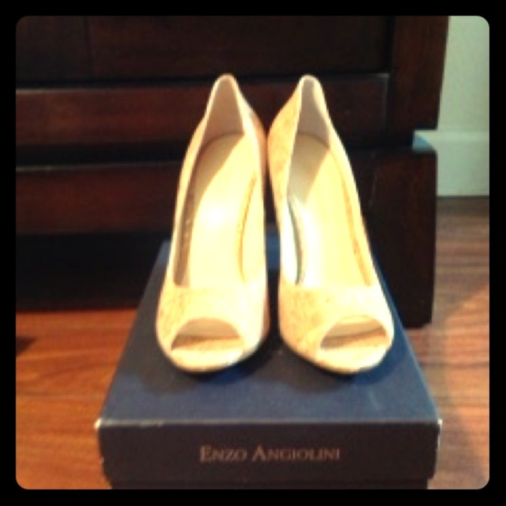 Enzo Angiolini peep-toe cork wedge